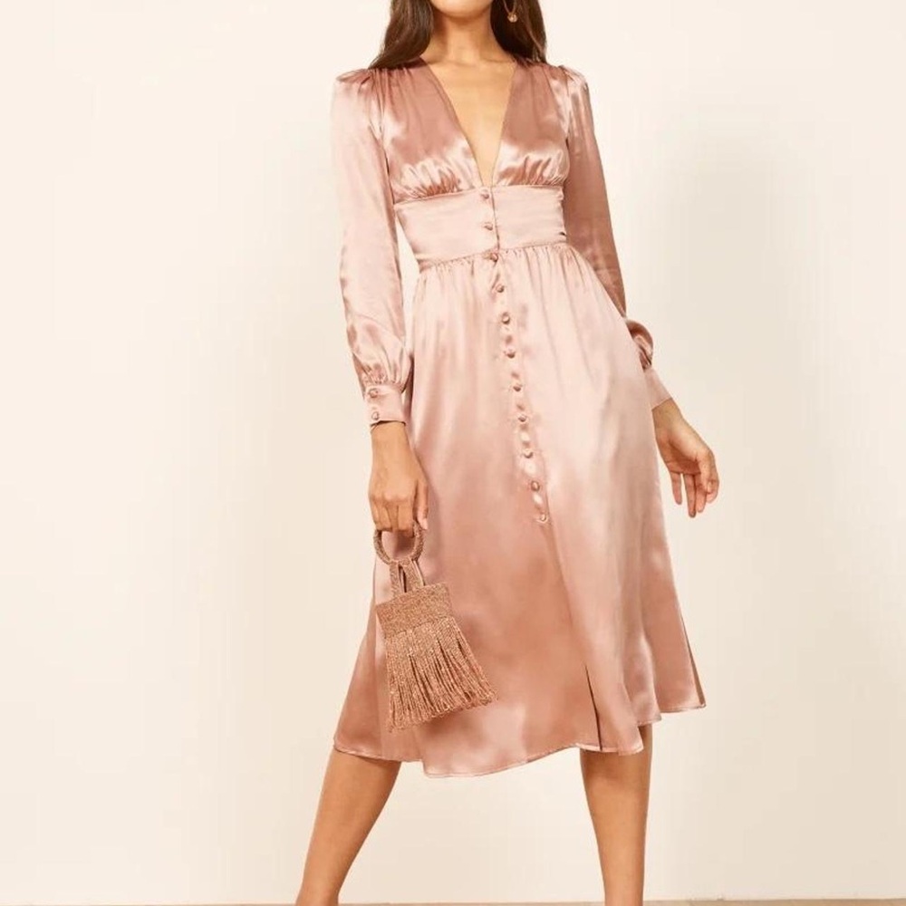 Reformation Silk Pink Dress